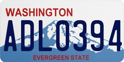 WA license plate ADL0394