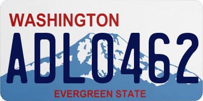 WA license plate ADL0462