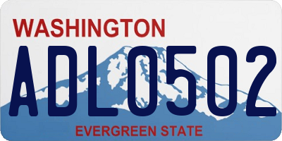WA license plate ADL0502