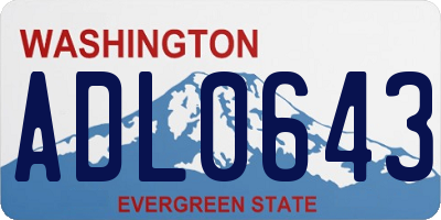 WA license plate ADL0643