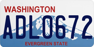 WA license plate ADL0672