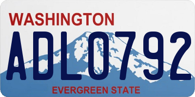 WA license plate ADL0792