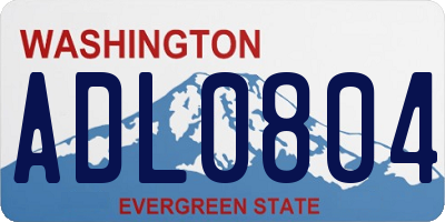 WA license plate ADL0804