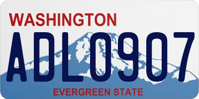 WA license plate ADL0907