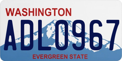 WA license plate ADL0967