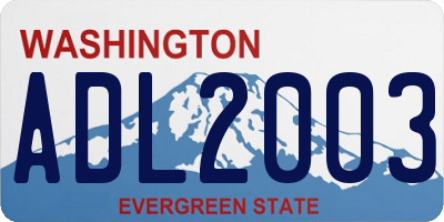 WA license plate ADL2003