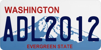 WA license plate ADL2012