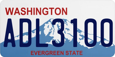 WA license plate ADL3100