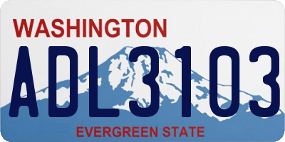 WA license plate ADL3103