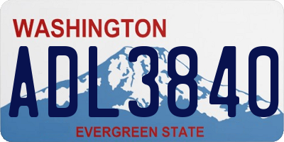 WA license plate ADL3840