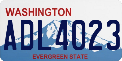 WA license plate ADL4023