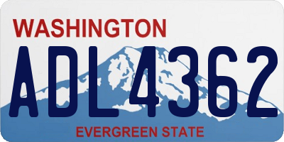 WA license plate ADL4362