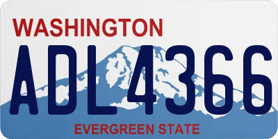 WA license plate ADL4366