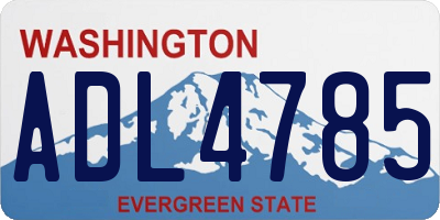 WA license plate ADL4785