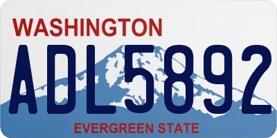 WA license plate ADL5892