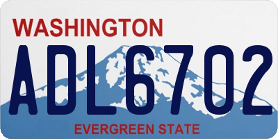 WA license plate ADL6702