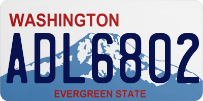 WA license plate ADL6802