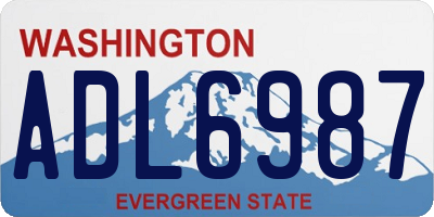 WA license plate ADL6987