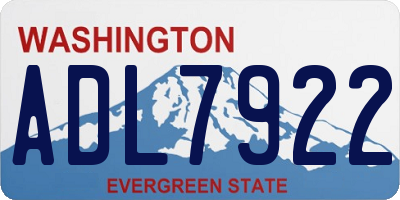 WA license plate ADL7922