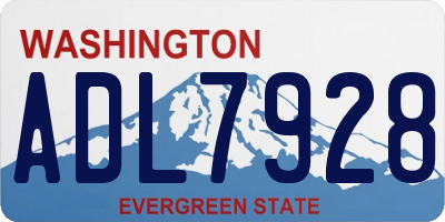 WA license plate ADL7928