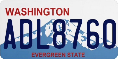 WA license plate ADL8760