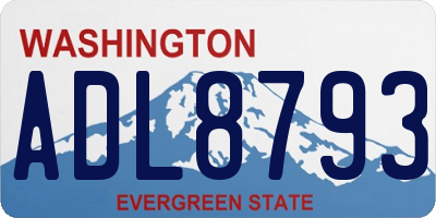 WA license plate ADL8793