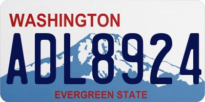 WA license plate ADL8924