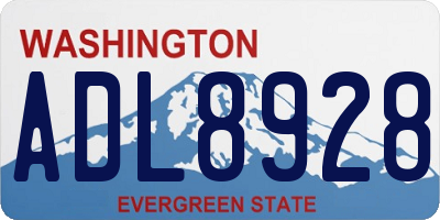 WA license plate ADL8928