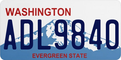 WA license plate ADL9840