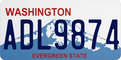WA license plate ADL9874