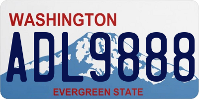 WA license plate ADL9888
