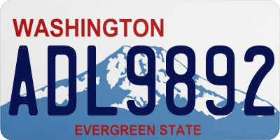 WA license plate ADL9892