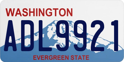 WA license plate ADL9921