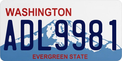 WA license plate ADL9981