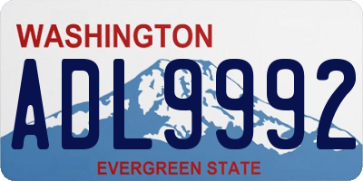 WA license plate ADL9992