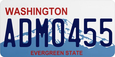 WA license plate ADM0455