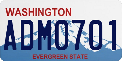 WA license plate ADM0701