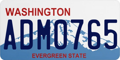 WA license plate ADM0765