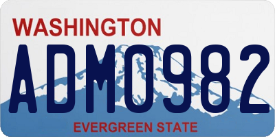 WA license plate ADM0982