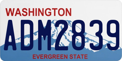 WA license plate ADM2839