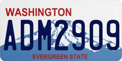 WA license plate ADM2909