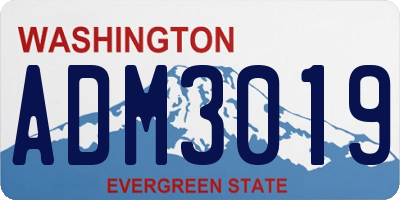 WA license plate ADM3019