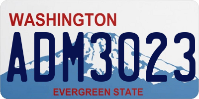 WA license plate ADM3023