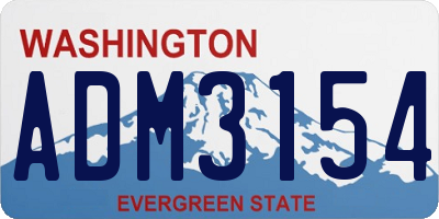 WA license plate ADM3154
