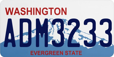 WA license plate ADM3233