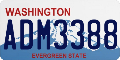 WA license plate ADM3388