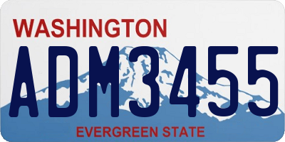 WA license plate ADM3455
