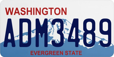 WA license plate ADM3489
