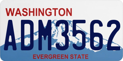 WA license plate ADM3562