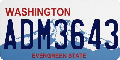 WA license plate ADM3643